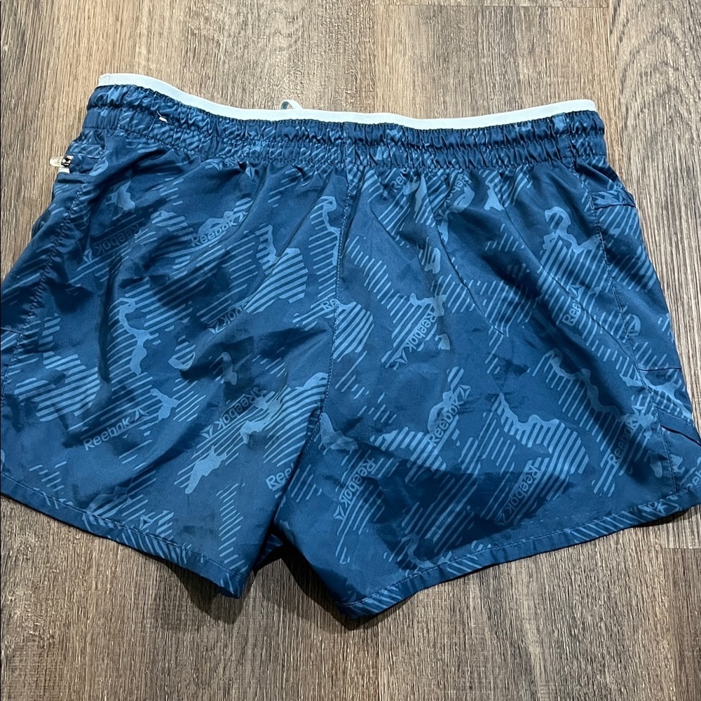(19) Reebok Navy Patterned Running Shorts - Picture 5 of 5